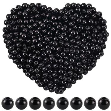 Imagem de SOFPLATE 1200 peças de pérolas de 4 mm pérolas pretas falsas com furo plástico ABS redondo artificial berloque espaçador solto para pulseiras, brincos, colares, gargantilhas, joias, artesanato