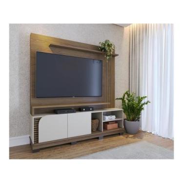 Imagem de Estante para TV até 75" 2 Portas Colibri Jurerê, Amêndoa e Off White