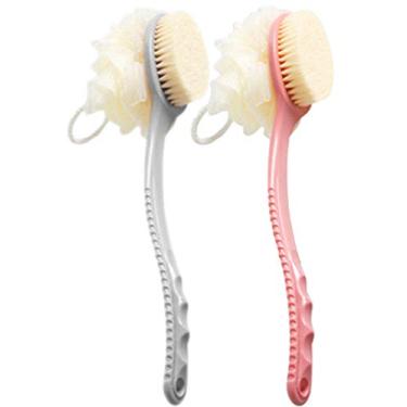 Imagem de Escova corporal de banho AARainbow com cerdas e buchas – Pincéis de chuveiro corporal com alça longa esfoliante nas costas – Melhora a saúde e beleza da pele – Esponja de banho de bucha (1 cinza + 1 rosa)