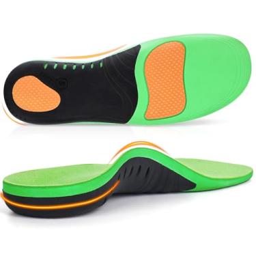 Imagem de Palmilha Ailaka ortopédica de suporte de arco para homens e mulheres, unissex para uso diário, absorção de choque, gel esportivo, inserções para pés chatos, fascite plantar, alívio da dor no calcanhar, Verde, 10-12 M US Women/8-10 M US Men