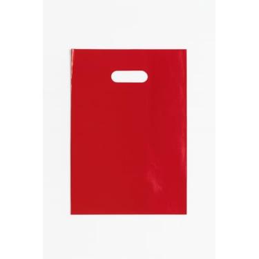 Imagem de Sacola Plástica Boca de Palhaço/Alça Vazada, 40x50, Diversas Cores (Vermelho)