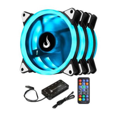 Imagem de Kit 3 fans gamer rise mode smart 6p rgb 12v 120mm - rm-fn-02-rgb