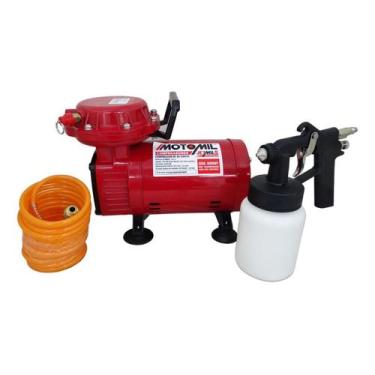 Imagem de Compressor Ar Direto Tufão Red + Mangueira E Pistola Pintura - Motomil