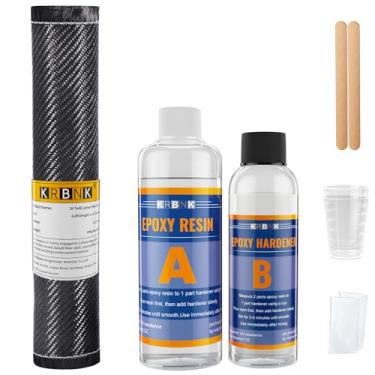Imagem de Kit de reparo de fibra de carbono 3 K/240 g, rolo de pano de fibra de carbono de 30 cm, endurecedor de resina epóxi de 227 g, endurecedor de 113 g, folha de tecido de fibra de carbono DIY para carro