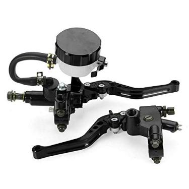 Imagem de Manetes de freio e embreagem universais para motocicletas, Maso Motorcycle 22 mm Freio hidráulico universal + alavanca de embreagem 1 par (preto)