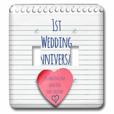 Imagem de 3dRose lsp_154428_2 Papel para presente de aniversário de casamento de 1 ano para celebrar 1 ano juntos primeiro aniversário Um ano capa para interruptor de luz