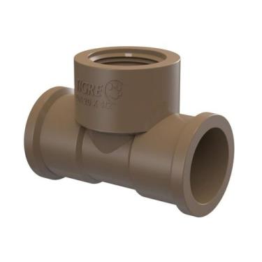 Imagem de Tee marrom l.r.akros 25mmx1/2" 3/4"x1/2" - Tigre tubos e conexões