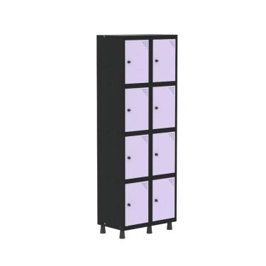 Imagem de Armário Locker Guarda-roupa 8 Portas Aço Grp 502/8 Preto/Lilás
