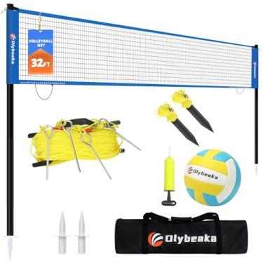 Imagem de Conjunto de rede de voleibol portátil - altura ajustável, rede durável, vôlei e bomba de poliuretano macio, bolsa de transporte - configuração fácil para quintal/praia/parque, ideal para jogos ao ar