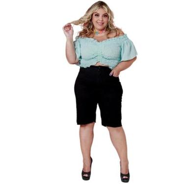 Imagem de Bermuda Biker Feminina Sarja com Elastano Plus Razon Jeans Preto, 50