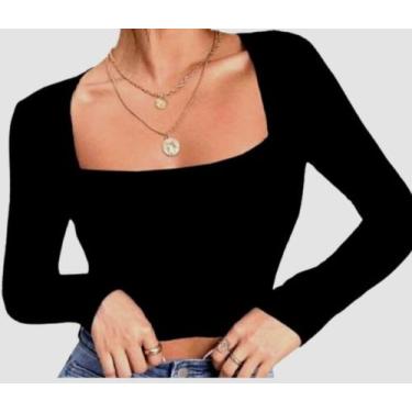 Imagem de Cropped decote quadradinho - FREITAS MODAS, Preto, M