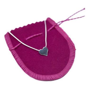 Imagem de Colar Corrente Cordao Coração Liso Folheada A Prata 925 - Papillon Sem