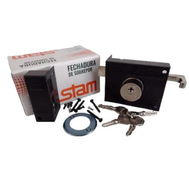 Imagem de Fechadura Portão Sobrepor Stam 1701/100 TETRA Preto Fosco
