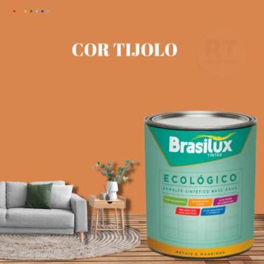Imagem de Esmalte Sintético Brasilux Base Água Ecologico Cor Laranja 800ML Brilh