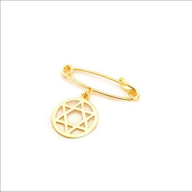 Imagem de Alfinete de Ouro 18k Com Pingente Estrela De Davi - Primus LB Joias