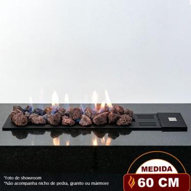 Imagem de Lareira a Gás Luna 60cm  Aço Carbono Preto  Fogo & Art, Sem chave de s