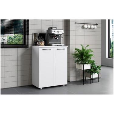 Imagem de Balcão Multiuso Cantinho do Café com 2 portas Aramóveis Branco Denver,
