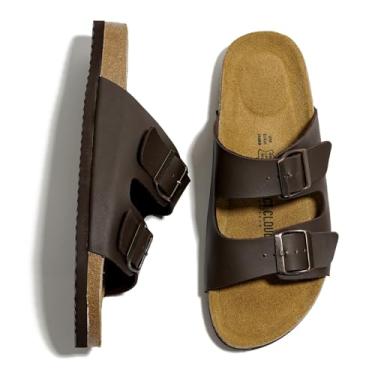 Imagem de Project Cloud Sandálias Masculinas De Couro Legítimo Com Palmilha De Cortiça Natural E Espuma Viscoelástica - Sandálias Antiderrapantes Com Fivela Dupla (Arizona, Brwnlea, 11)