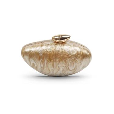 Imagem de blinkgooblink Bolsa clutch para noite feminina, bolsa tiracolo de ombro com corrente de metal de acrílico para convidados de casamento, Marrom, 8.3 x 4.3 x 2.8 inches