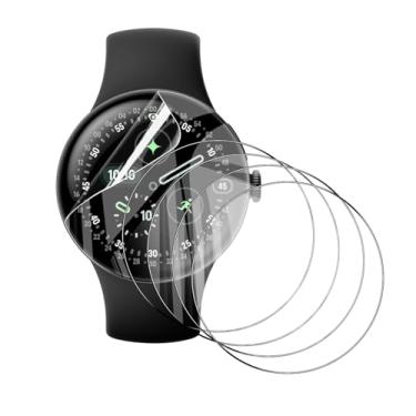 Imagem de Natbok Pacote com 5 protetores de tela para Smartwatch Google Pixel Watch 4/3 de 41 mm, protetor de tela de TPU macio e flexível para Pixel Watch 4 de 41 mm, cobertura total, HD transparente, suporte