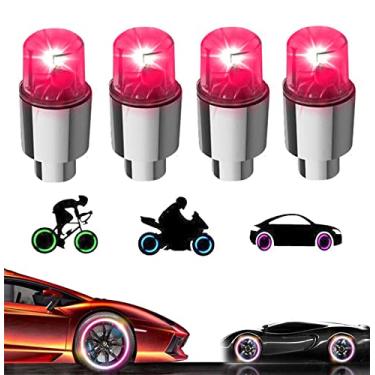 Imagem de YUERWOVER Luzes LED de pneu para carro, pacote com 4, caminhões, tampa de haste de válvula, bicicleta, carrinho de golfe, luz de roda de vaga-lume para bicicleta, lâmpada de raio de pneu para