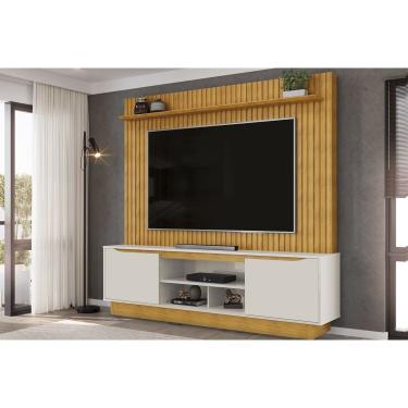 Imagem de Home p/ TV até 70 Pol Enzo Ripado c/ 2 Portas e Nicho 200x188cm Cedro/Bali - DJ Móveis