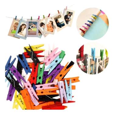 Imagem de 2X Kit 120 Mini Pregador Prendedor Madeira Colorido Fotos Ar