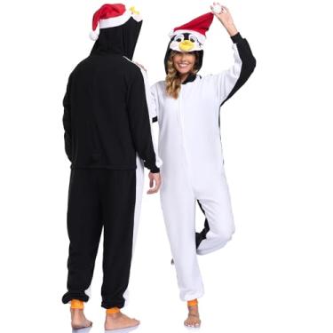 Imagem de GOGOBOND Pijamas de lã de animal para adultos, cosplay, cosplay, roupa de dormir para festa, Pinguim, M