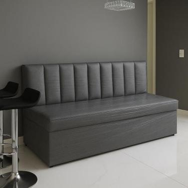 Imagem de Canto Alemão Preto Baú Encosto Ripado material sintético 90x45cm - Gen