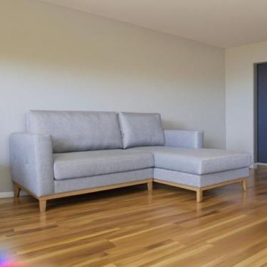 Imagem de Sofá de Canto em L Chaise Lado Direito Revestimento em Linho Sintético