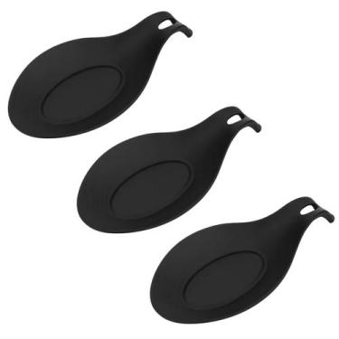 Imagem de Kit 3 Descanso de Silicone Apoio de Colher Talheres Utensílios de Cozi