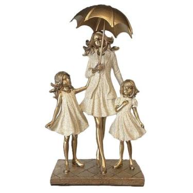 Imagem de Escultura Mãe Com Duas Meninas Em Resina - Espressione