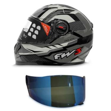 Imagem de Capacete Moto Fechado Fw3 Modelo Gtx Fox Mais Viseira Adicional, Grafi