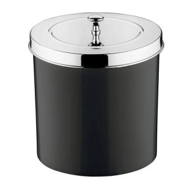 Imagem de Lixeira Preta 5 Litros Com Tampa Metalizada De Pegar Cesto De Lixo Mul