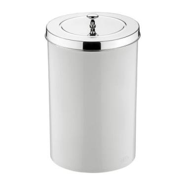 Imagem de Lixeira Branca 8 Litros Com Tampa Metalizada De Pegar Cesto De Lixo Mu