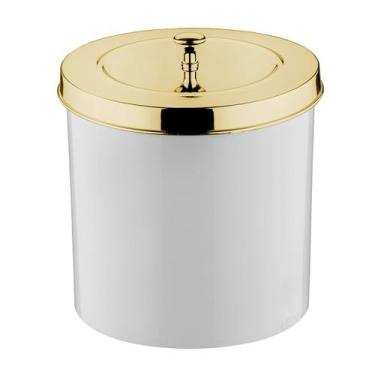 Imagem de Lixeira 5 Litros Branca Com Tampa Metalizada De Pegar Cesto De Lixo Mu