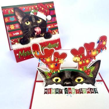 Imagem de Cartão comemorativo Crazytops Black Cat 3D Pop-Up Xmas