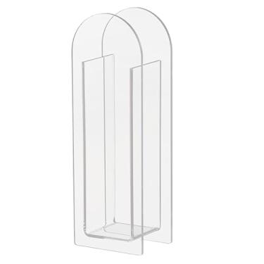 Imagem de Vaso transparente de acrílico moderno, colorido, artístico, para festa de casamento, decoração de mesa, decorações exclusivas de mesa, material acrílico transparente, 230 g (branco transparente)