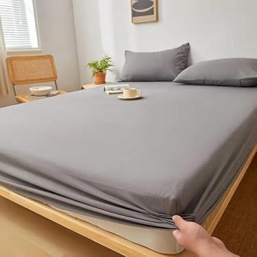 Imagem de Jogo de Lençol Antiácaro e Anti-Pilling com Elástico - Roupa de Cama Casal, Queen e King, Toque Macio e Confortável(CINZA,QUEEN 3 PEÇAS)