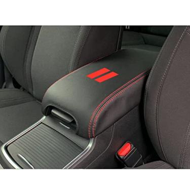 Imagem de XITER Protetor de capa de apoio de braço para carro, 1 peça de console central almofada de couro adequada para Dodge Charger 2011-2021 Chrysler 300 2011-2021, console central de apoio de braço caixa protetor acessórios interiores (pontos vermelhos)