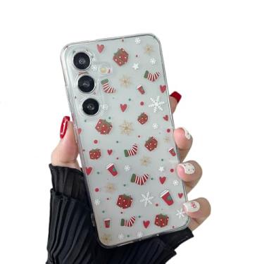 Imagem de ZTOFERA Capa transparente de Natal para Samsung Galaxy S24 FE 6,7 polegadas, linda capa de telefone com estampa de Feliz Natal, presentes de silicone translúcido rígido PC + TPU bumper capa protetora