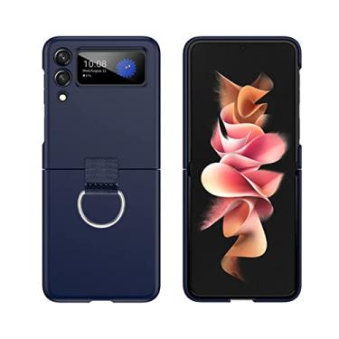 Imagem de Para Samsung Galaxy Z Flip 3 5G Case ZFlip3 Flip4 3 Fundas Finger Ring Matte Phone Cover para Galaxy Z Flip 4 3 Cases, Dark Blue, For Z Flip 3