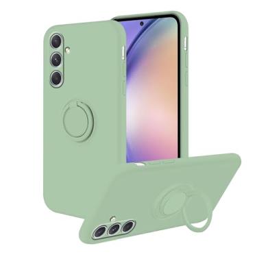 Imagem de Anlalish Compatível com Samsung Galaxy S24 FE capa de silicone fofa, fina à prova de choque para mulheres/homens, capa de telefone Samsung S24 FE com suporte de anel magnético (verde)