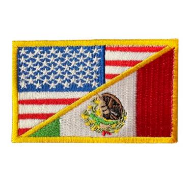 Imagem de Emblema bordado da bandeira dos Estados Unidos dos EUA e do México 8,5 cm, emblema bordado de moral militar do exército, aplique nacional, gancho e laço, emblema multicolorido para mochila, colete