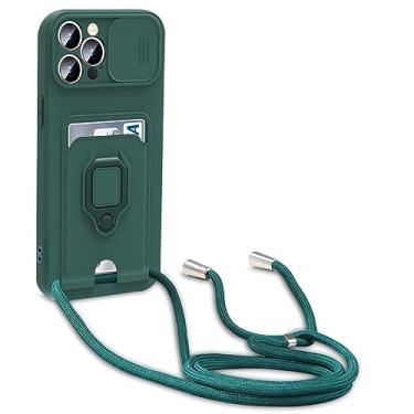 Imagem de Carteira com compartimentos para cartão para Samsung Galaxy S22 S23 Ultra A12 A13 A53 A73 A33 Colar cordão cordão capa de suporte de silicone, cordão verde, para A12