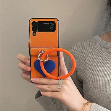 Imagem de Tiras vintage 3d amor coração caso com anel caso para samsung galaxy z flip4 z flip 3 4 5g z flip3 zflip5 capa, a, para samsung z flip 3