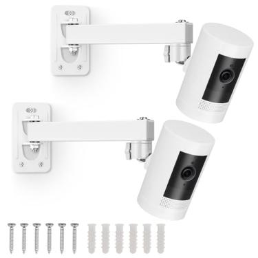 Imagem de Suporte de parede para câmera compatível com bateria Ring Spotlight Cam, Ring Spotlight Cam Plus/Pro (bateria), suporte de segurança de teto ajustável de 360° para sua câmera de vigilância