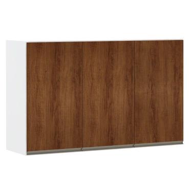Imagem de Armário Perola 120cm 3 Portas Branco Polar C/Nogueira