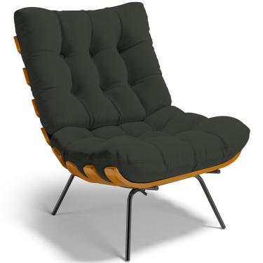 Imagem de Poltrona Decorativa Sala de Estar Costela L02 Linho Verde - Lyam Decor