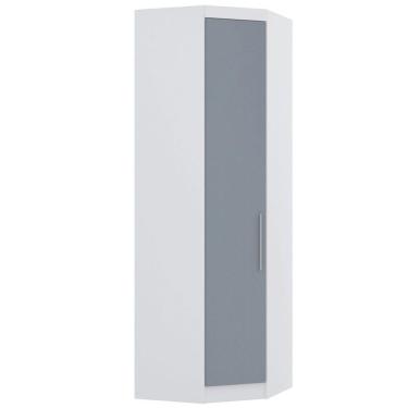 Imagem de Guarda Roupa De Canto Diagonal Modulado 70cm 1 Porta Alpes Luciane Móveis Branco Pf Com Grey Sky Pf